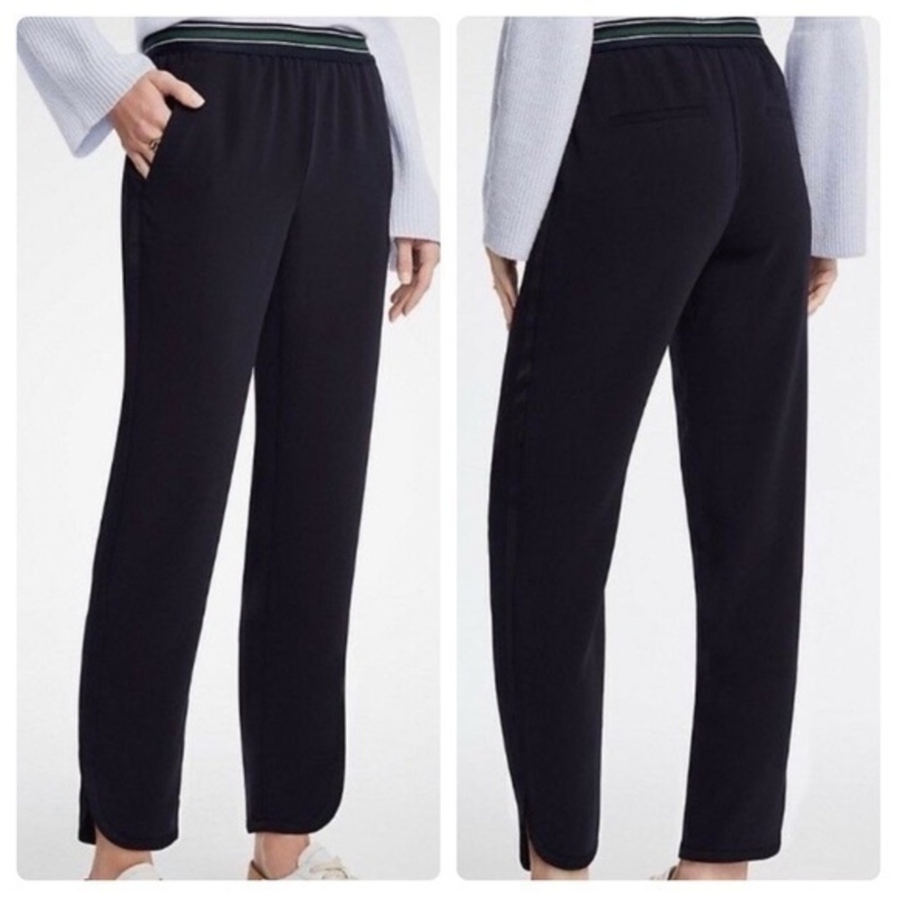 Ann Taylor deep navy side stripe elastic waist pull on pants